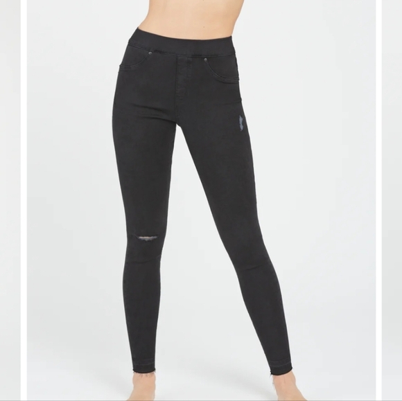 Spanx  black vintage distress  denim leggings/ jeggings pull on 3xl new - Picture 1 of 13